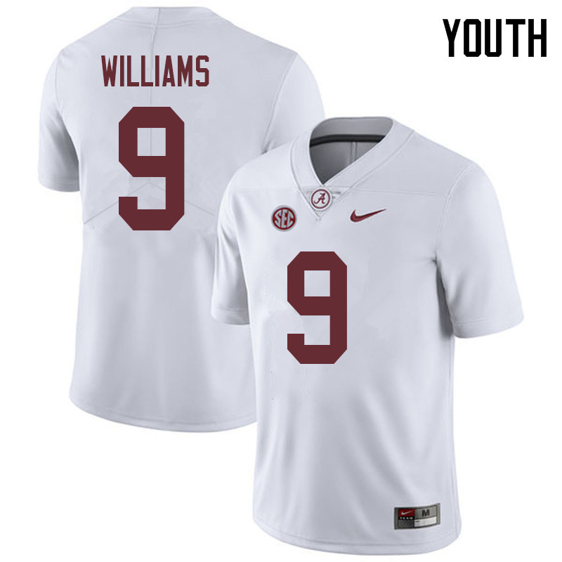 Alabama Crimson Tide Youth Xavier Williams #9 White NCAA Nike Authentic Stitched 2018 College Football Jersey KT16J44GX